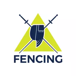 Dynamic Yellow Triangle and Fencing Gear Illustration Logo Template
