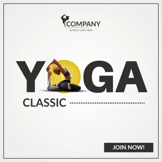 Dynamic Yoga Pose with Classic Circular Design Ad Template
