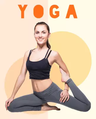 Dynamic Yoga Pose with Soft Pastel Background Poster Template