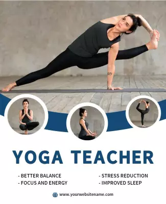 Dynamic Yoga Teacher Fitness and Wellness Poster Template