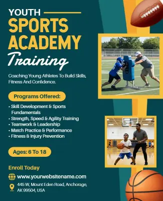 Dynamic Youth Sports Skills Development Academy Flyer Template