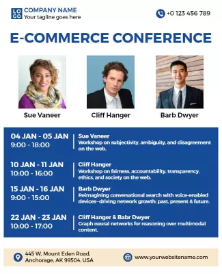E Commerce Conference Event Schedule Flyer Template