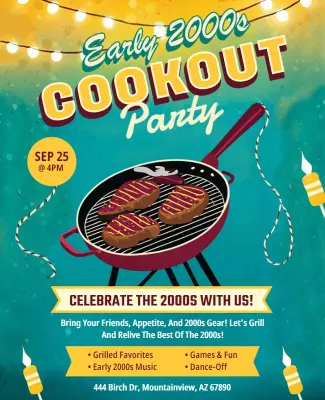 Early 2000s Cookout Party Celebration Flyer Template