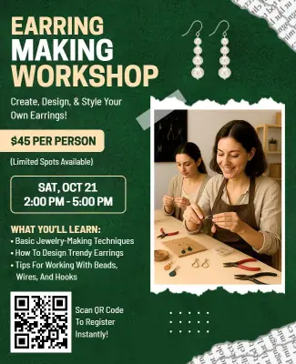 Earring Making Workshop Educational Flyer Template