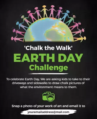 Earth Day Chalk Art Challenge Flyer Template
