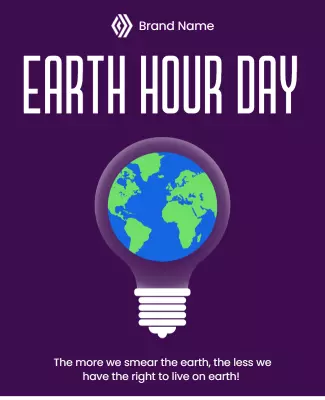 Earth-Themed Purple Earth Hour Day Awareness Poster Template