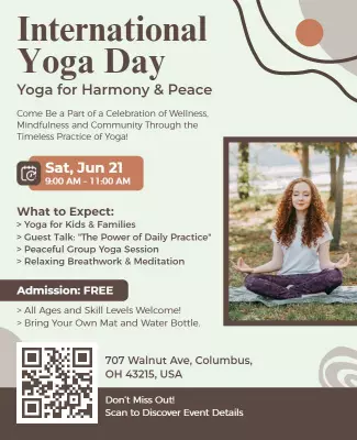 Earthy Tone Community Yoga Celebration Event Poster Template