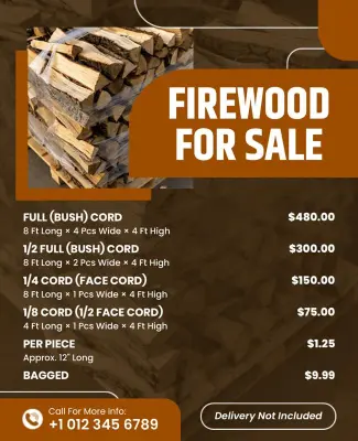 Earthy Tone Firewood Pricing Menu Flyer Template