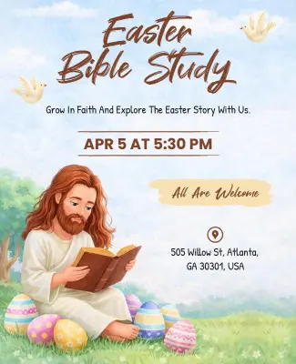Easter Bible Study Event Invitation Flyer Template