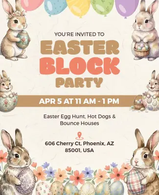 Easter Block Party Event Flyer Template