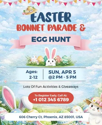 Easter Bonnet Parade and Egg Hunt Flyer Template