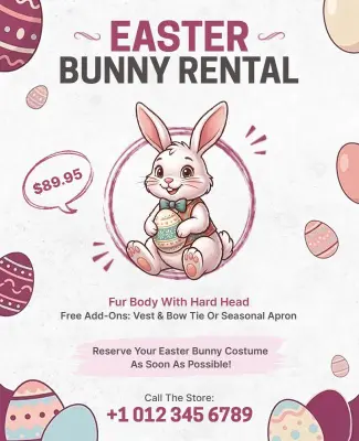 Easter Bunny Costume Rental Flyer Template