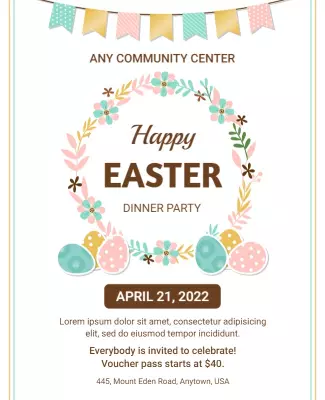 Easter Dinner Party Celebration Flyer Template