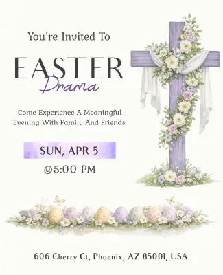 Easter Drama Event Invitation Flyer Template