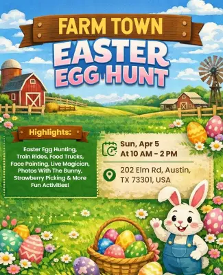 Easter Egg Hunt at Farm Town Flyer Template