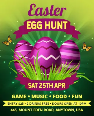 Colorful Easter Egg Hunt Celebration Flyer Template