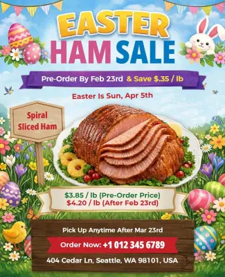 Easter Ham Pre-Order Sale Flyer Template