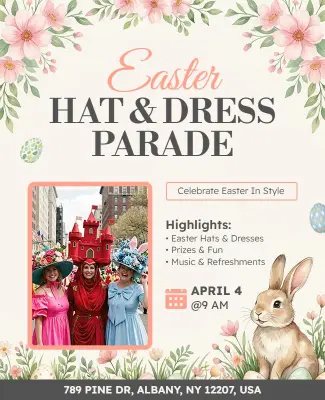 Easter Hat and Dress Parade Celebration Flyer Template