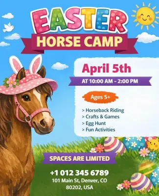 Easter Horse Camp Kids Activities Flyer Template