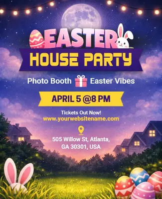 Easter House Party Celebration Flyer Template