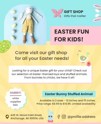 Easter Kids Gift Shop Promotional Flyer Template
