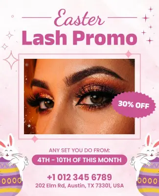 Easter Lash Promotion Discount Flyer Template