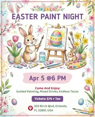 Easter Paint Night Event Flyer Template
