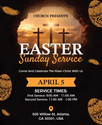 Easter Sunday Church Service Poster Template
