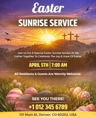 Easter Sunrise Service Celebration Flyer Template