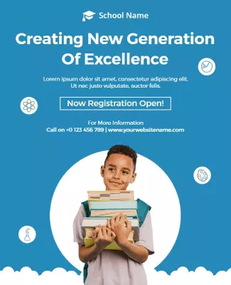 Eastern Blue and White School Flyer Template