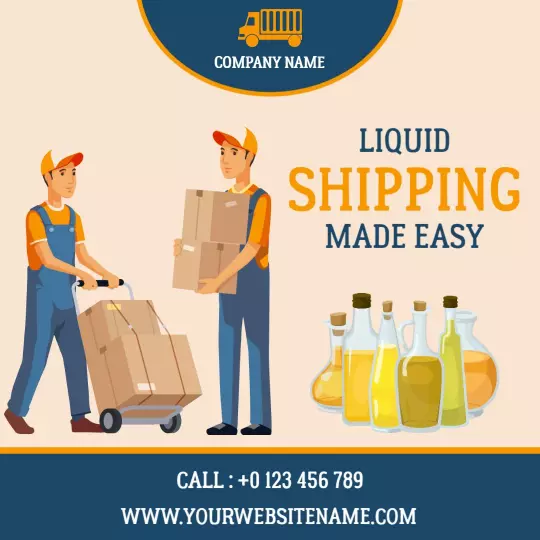 Easy Liquid Shipping Service with Delivery Personnel Ad Template