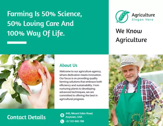 Eco-Friendly Agriculture Solutions and Farming Care Brochure Template