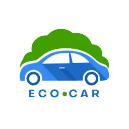 Eco-Friendly Blue Car with Green Cloud Background Logo Template