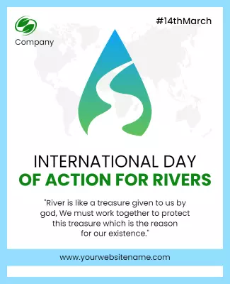 Eco-Friendly Blue International Day for Rivers Poster Template
