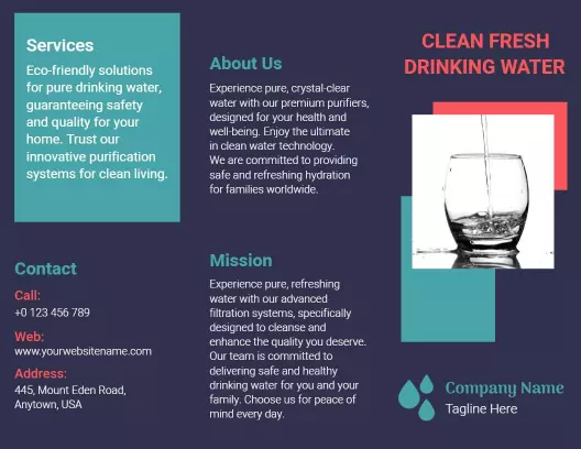 Eco-Friendly Clean Fresh Drinking Water Service Brochure Template
