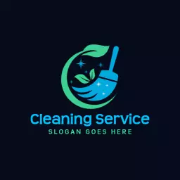 Eco-Friendly Cleaning Service with Vibrant Blue and Green Logo Template
