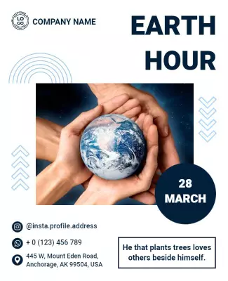 Eco-Friendly Community Support Earth Hour Awareness Poster Template