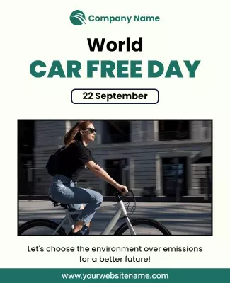 Eco-Friendly Cycling Awareness for World Car Free Day Poster Template
