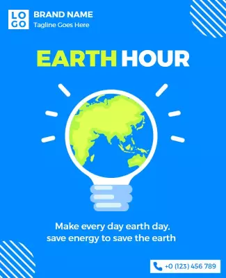 Eco-Friendly Earth Hour Awareness Campaign Poster Template