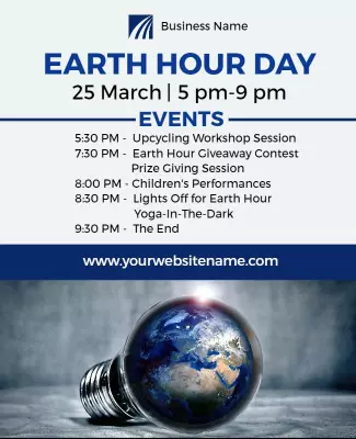 Eco-Friendly Earth Hour Day Celebration Event Poster Template