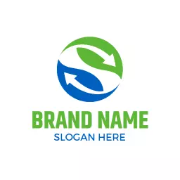 Eco-Friendly Green and Blue Recycling Logo for Sustainability Logo Template