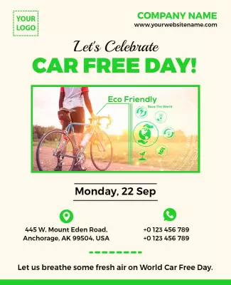 Eco-Friendly Green Car Free Day Celebration Poster Template