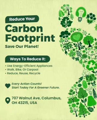 Eco-Friendly Green Carbon Footprint Awareness Poster Template