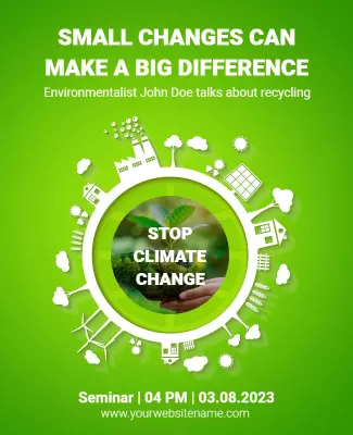 Eco-Friendly Green Climate Change Awareness Seminar Poster Template