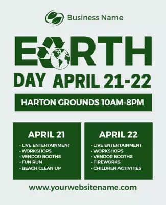 Eco-Friendly Green Earth Day Celebration Poster Template