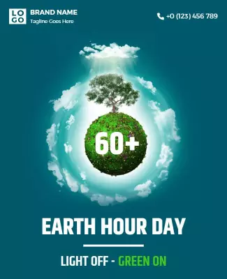 Eco-Friendly Green Earth Hour Day Awareness Poster Template