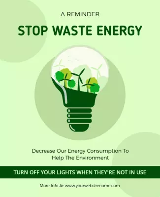 Eco-Friendly Green Energy Conservation Reminder Poster Template