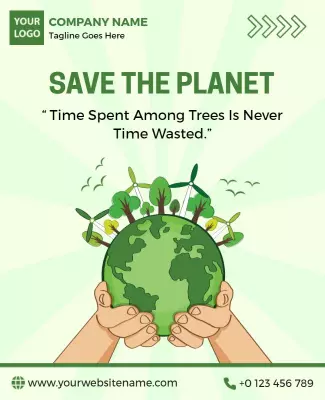 Eco-friendly Green Save the Planet Awareness Poster Template