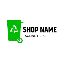 Eco-Friendly Green Trash Bin Promoting Recycle Practices Logo Template