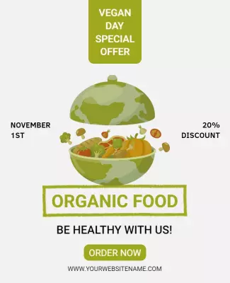 Eco-Friendly Green Vegan Food Promotion Poster Template
